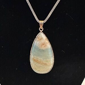 Handmade Teardrop Ocean Jasper Pendant